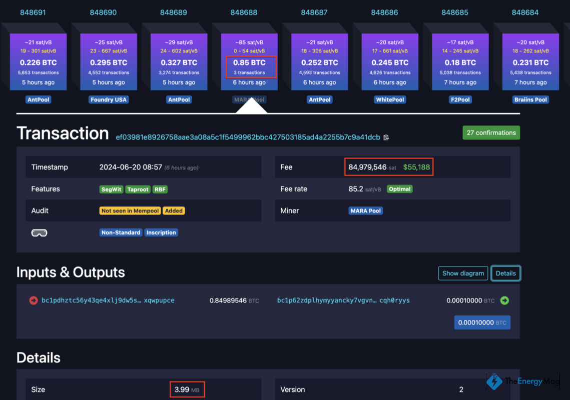 MARA Pool Earns 0.85 BTC for Inscribing Video on Bitcoin