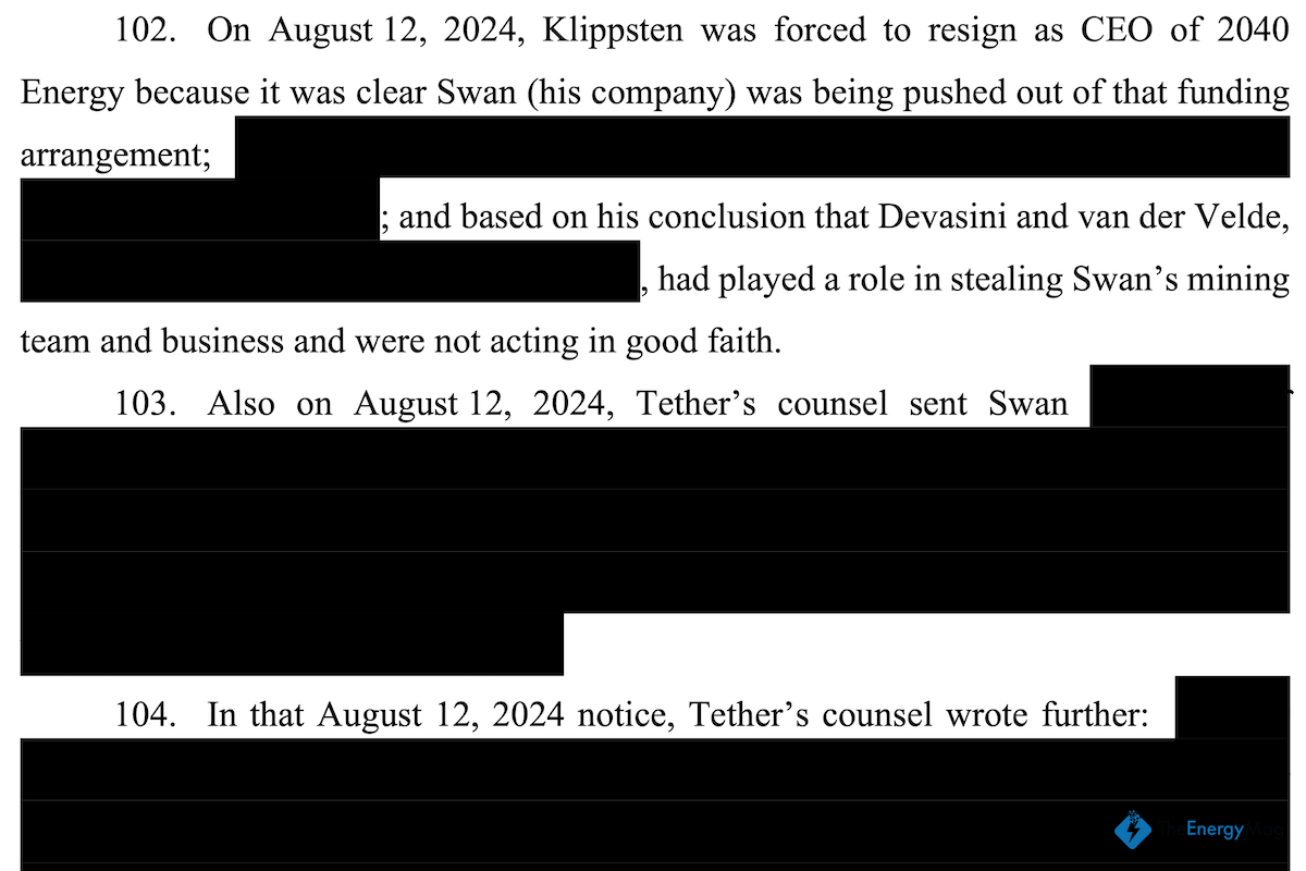 Here’s What Swan Bitcoin Redacted in Mining Lawsuit Involving Tether